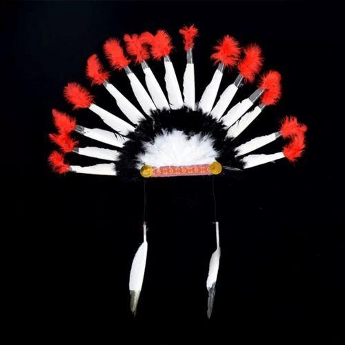 Kızılderili Başlığı Şapkası Kırmızı Beyaz