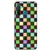 Oppo Realme 5 Pro Kılıf Patchwork (6) Silikon Kılıf Su Yeşili