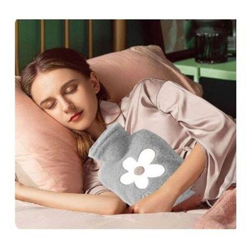 2 Adet Sıcak Su Torbası Peluş Papatya Desenli Gri  21X13,5X2Cm 500 Ml