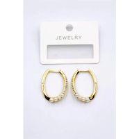 İncili Taşlı Halka Küpe - Altın