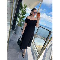 Kadın Madonna Yaka Midi Boy Modal Elbise