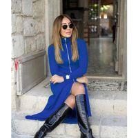 Kadın Uzun Kollu önden Fermuarlı Ithal Krep Elbise