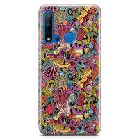 Huawei P20 Lite 2019 Kılıf Doodle Dikiş Makinesi Arka Kapak Koruma Desenli Full Koruyucu