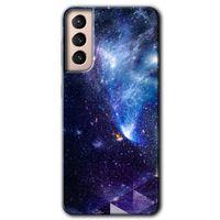 MRCİLETİSİM Samsung Galaxy S21 Kılıf HD Desen Baskılı Arka Kapak + Temperli Cam - Galaksi