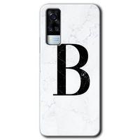 Potkal Hediye Fabrikası Vivo Y31 2021 Kılıf HD Desen Baskılı Arka Kapak - Beyaz Mermer Desenli B Harfi
