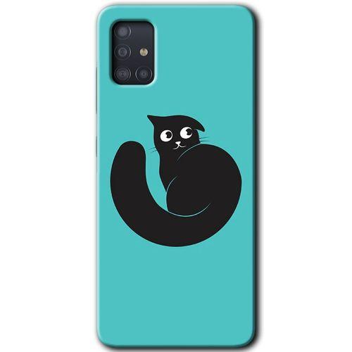 Samsung Galaxy A51 Kılıf Baskılı Kapak - Cat Vector + 5D Tam Kaplayan Cam