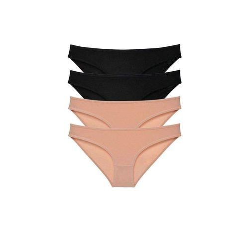 4 Adet Süper Eko Set Likralı Kadın Slip Külot Siyah Ten