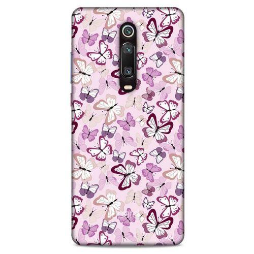 Xiaomi Mi 9T Pro Kılıf Kelebek Etkisi (2) Kabı Mor Beyaz