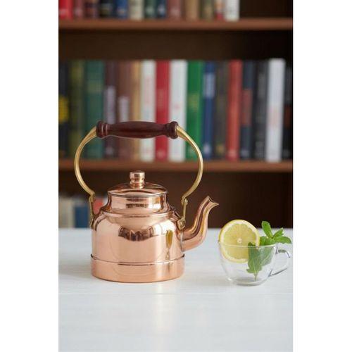 Turna Bakır Çayyolu Demlik Ahşap Kulp Düz Kırmızı Turna1974-1