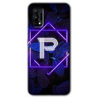 MRCİLETİSİM Realme 7 Pro Kılıf HD Desen Baskılı Arka Kapak + Temperli Cam - Dark Neon Yaprak P Harfi