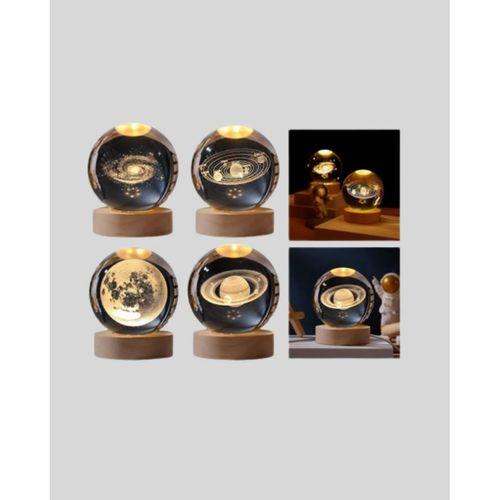 Dekoratif 3d Satürn Motifli Kristal Küre Işıklı Gece Lambası