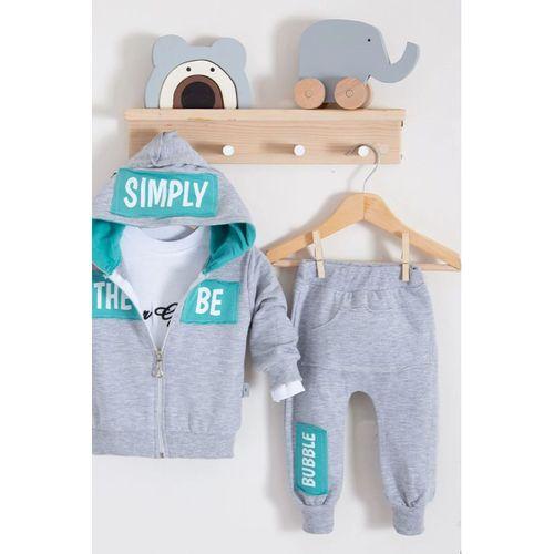 Simply Desenli Kapişonlu 3'lü Erkek Bebek Takımı