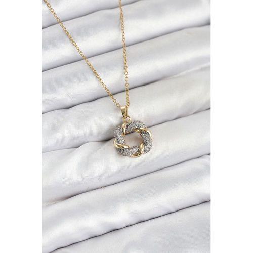 316L Çelik Zincir Gold Renk Zirkon Taşlı Sarmal Model Kadın Kolye