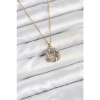 316L Çelik Zincir Gold Renk Zirkon Taşlı Sarmal Model Kadın Kolye