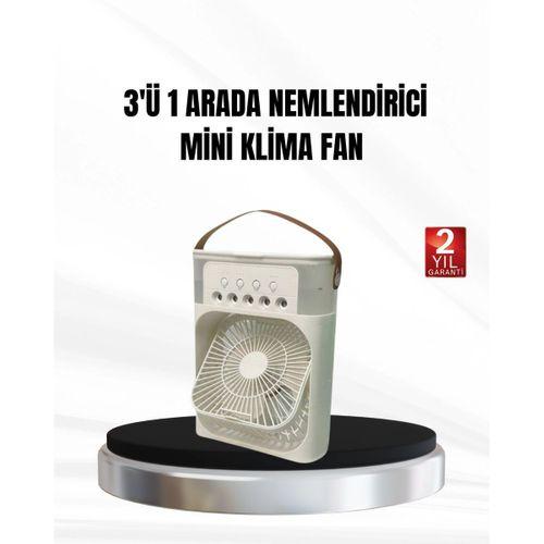 3’ü 1 Arada Mini Klima Fan Usb Şarjlı, 7 Renk Gece Lambalı Ve Nemlendirici
