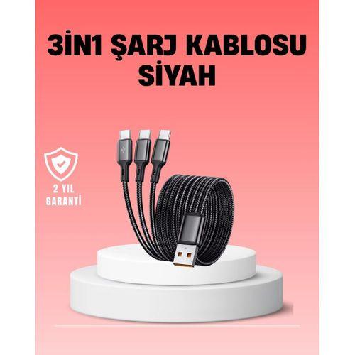 Çoklu Usb Şarj Kablosu – 1,2m Hızlı Şarj, 3a Güçlü Akım