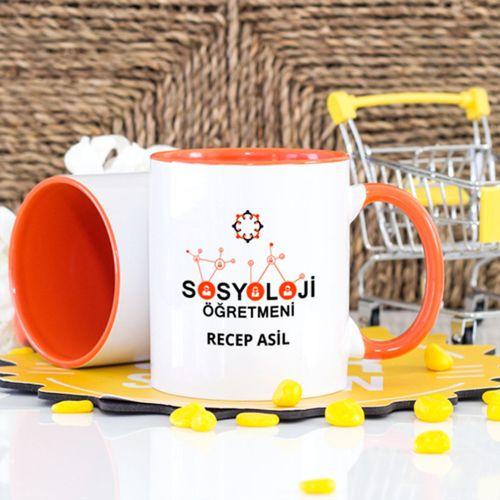 Kişiye Özel Sosyoloji Öğretmeni Kupa Bardak - Turuncu