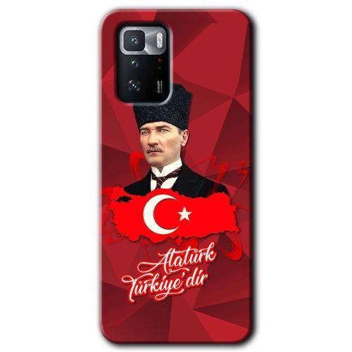 MRCİLETİSİM Poco x3 GT Kılıf HD Desen Baskılı Arka Kapak + Temperli Cam - Atatürkiye