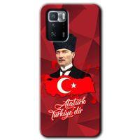 MRCİLETİSİM Poco x3 GT Kılıf HD Desen Baskılı Arka Kapak + Temperli Cam - Atatürkiye