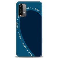 Xiaomi Redmi Note 9 4G Kılıf HD Baskılı Kılıf - Amor Mavi + Tam Ekran Koruyucu