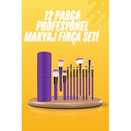 12 Parça Makyaj Fırçası Yumuşak Kıllı Profesyonel Fırça Seti Yüksek Kaliteli Pürüzsüz