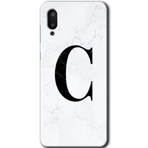 Potkal Hediye Fabrikası Samsung Galaxy A02 Kılıf HD Desen Baskılı Arka Kapak - Beyaz Mermer Desenli C Harfi