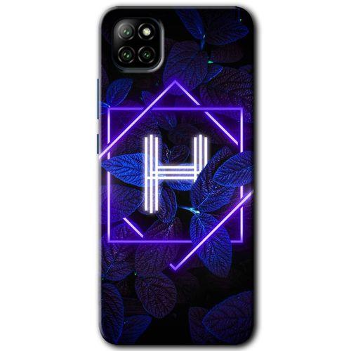 Casper Via E30 Kılıf HD Desen Baskılı Arka Kapak - Dark Neon Yaprak H Harfi