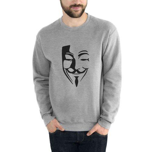 Vandetta Baskılı Gri Erkek Sweatshirt