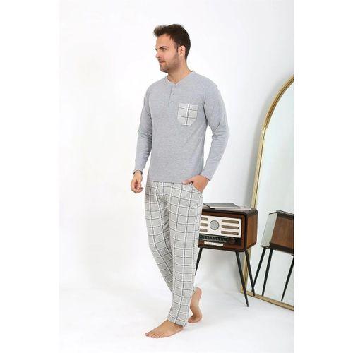 Erkek Uzun Kol Penye Gri Pijama Takımı