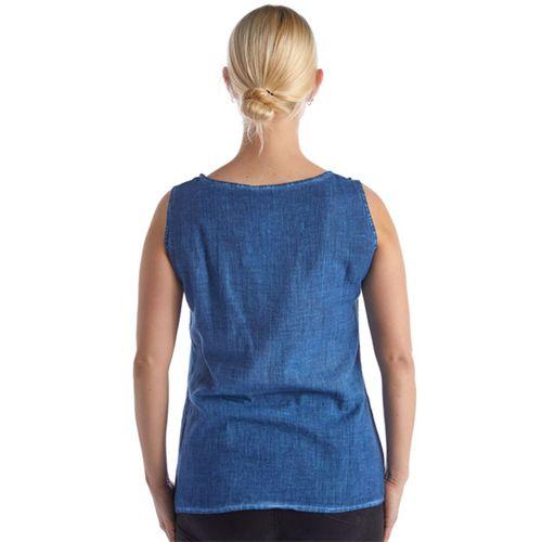 Kolsuz  Papatya Yazlık İndigo Poplin Bluz