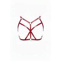 Kırmızı Göğüs Harness Deri Çapraz Bantlı O Halka Detaylı - Brf247