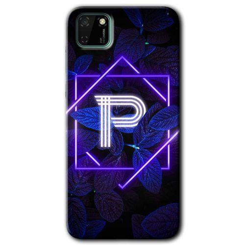Potkal Hediye Fabrikası Huawei Y5P HD Baskılı Kılıf + 9D Tam Ekran Koruyucu - Dark Neon Yaprak P Harfi