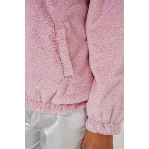 5091 Kapşonlu Kürklü İçi Astarlı Mont - Pudra