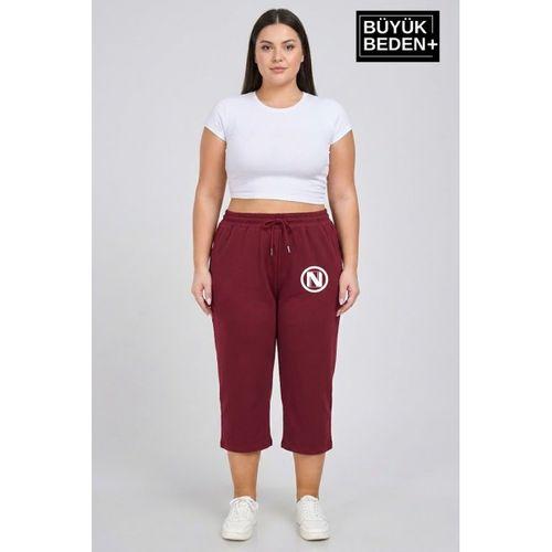 Büyük Beden N Baskılı Kadın Şort Kapri Rahat Kalıp Cepli  3XL-6XL SPR26BSRK591-19