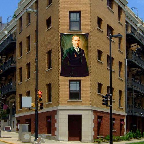 Şık Takım Elbiseli Sivil Gazi Mustafa Kemal Atatürk - Portre Cephe Poster Bayrak Ata7