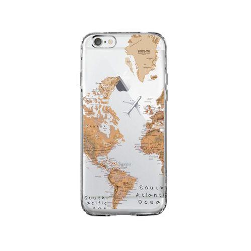 iPhone 6 Dünya Harita Desenli Premium Şeffaf Silikon Kılıf