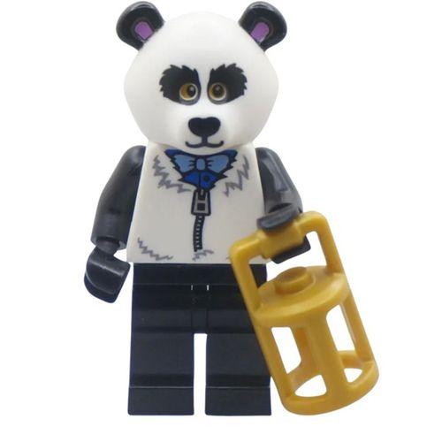 Orjinal Lego Minifigür Panda Costume Guy with Lantern