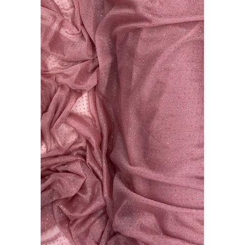 Yağmur Damlası Simli Abiye Elbise Şallık Tül Kumaş Gül Kurusu 32-H