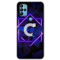 Potkal Hediye Fabrikası General Mobile GM 21 Pro HD Baskılı Kılıf + 9D Tam Ekran Koruyucu - Dark Neon Yaprak C Harfi