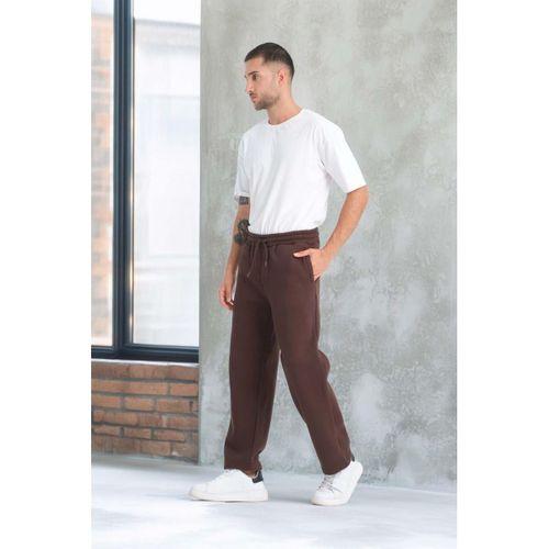 Baggy Kalıp 3 İplik Şardonlu Erkek Eşofman Altı - Kahve