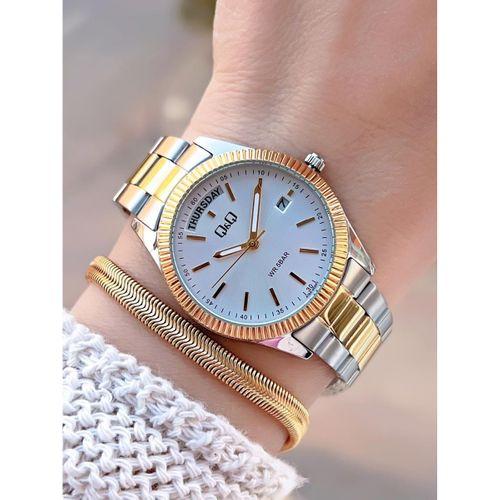 Q&Q Çelik Kordon 2 Yıl Garantili 3 Atm Suya Dayanıklı Kol Saati+Bileklik Hediyeli QQ.1002.A2