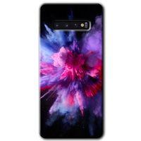 Samsung Galaxy S10 HD Baskılı Kılıf + 9D Tam Ekran Koruyucu - Color Splash Purple