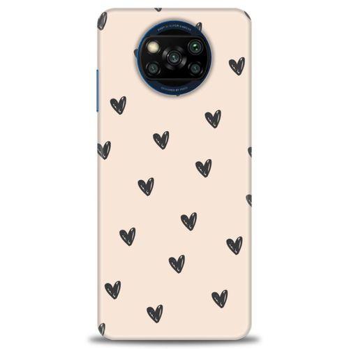 Xiaomi Poco X3 NFC Kılıf HD Baskılı Kılıf - Minik Kalpler + Tam Ekran Koruyucu