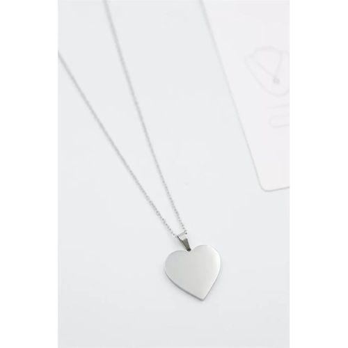 Küçük Kalp Plaka Kolye - Gümüş