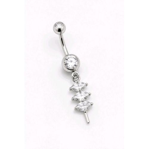 Çelik Zirkon Taşlı Göbek Piercing