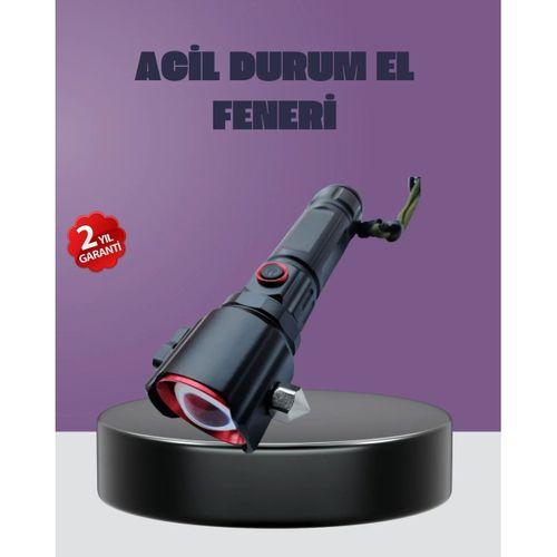 Güçlü Işıklı El Feneri Acil Durum Çekiç Ve Pusula
