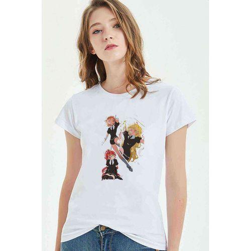 Anime Fairy Tail Glass Guild Emblem Baskılı Beyaz Kadın Tshirt