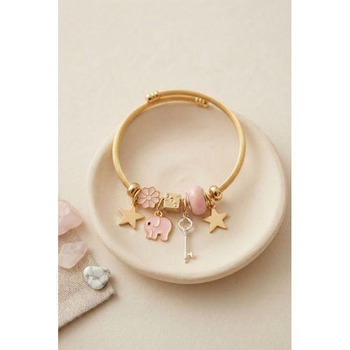 Anahtar ve Fil Model Pembe Charmlı Bileklik