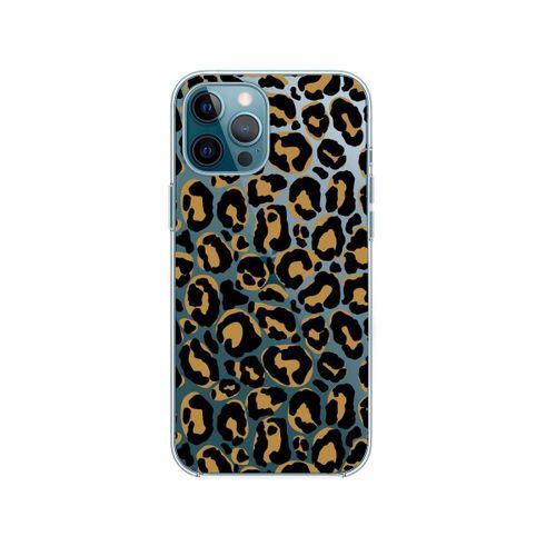 iPhone 12 Pro Max Leopar Desenli Premium Şeffaf Silikon Kılıf