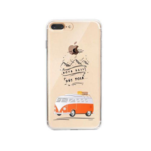 iPhone 8 Plus Rota Belli Desenli Premium Şeffaf Silikon Kılıf